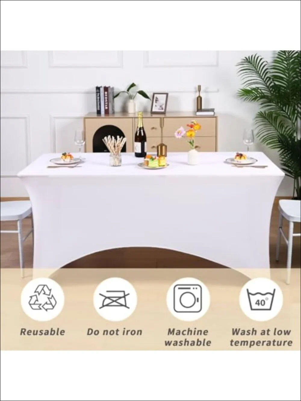 6 Pack 6FT Spandex Fitted Table Cover Rectangle Stretch Tablecloth